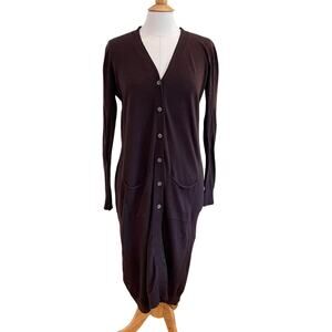 Project Chocolate Brown Longline Cardigan Sweater, V-Neck, Academia, Size XL